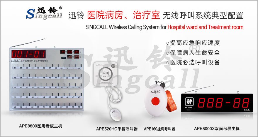 迅鈴醫(yī)院病房、治療室無(wú)線呼叫解決方案